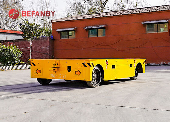 55T Capacity Heavy Trackless Transfer Cart với thiết kế bánh cao su và kích thước xe tùy chỉnh để sử dụng trong nhà máy